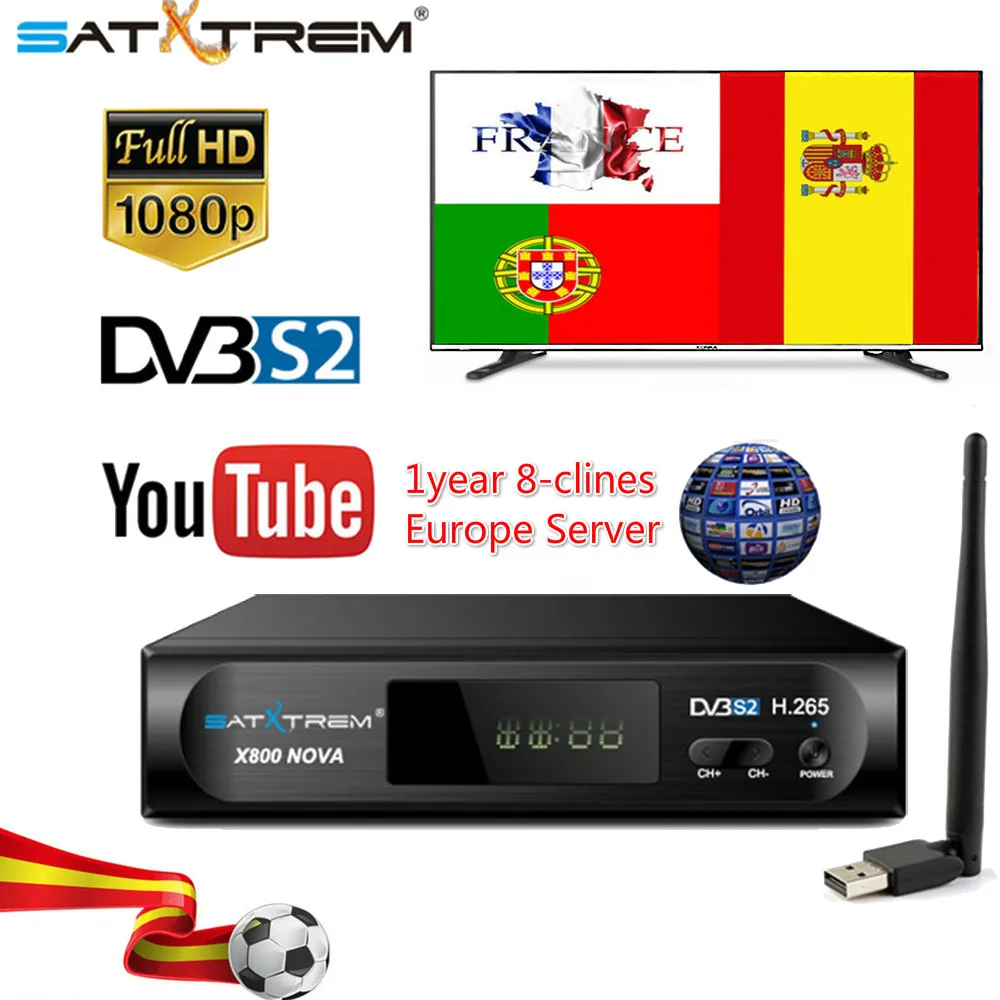 

X800 Nova Dvb S2 Digital Satellite Tv Receiver Full 1080p H.265 Tv Decoder Box Support Iptv/8clines Top Box Pk V8 Nova