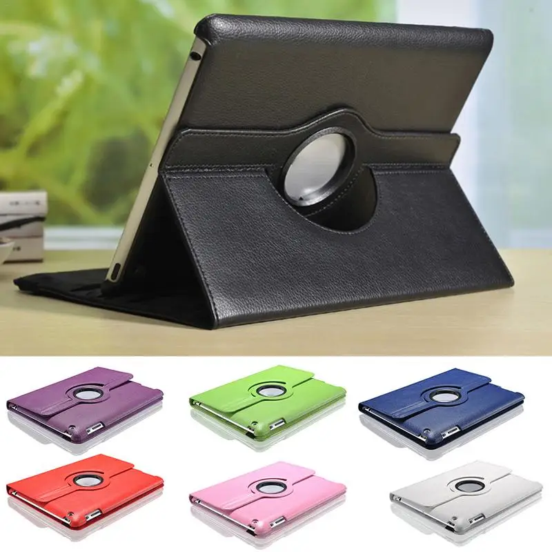 

New Shockproof Anti-dust Litchi PU Leather Wallet Case Cover with Rotating Kickstand Phone Holder for Apple 2 / 3 / 4