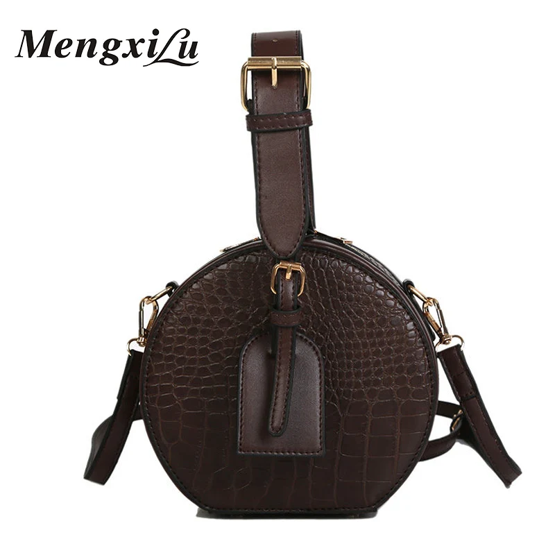 

New Women Handbags Luxury Alligator Design Ladies Small Shoulder Bag Girls Fashion Circular Crossbody Messenger Top-handle Bags