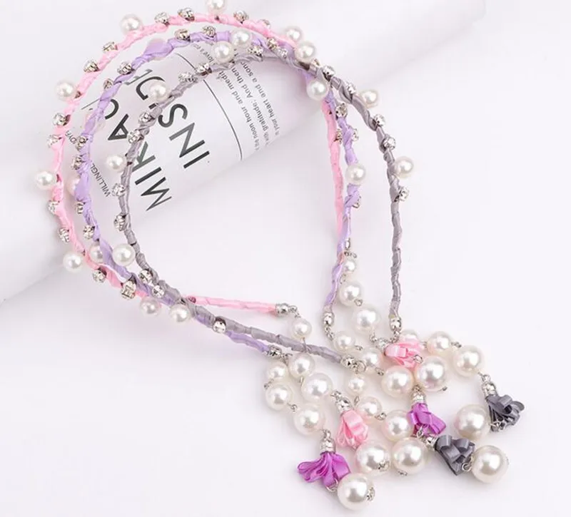 

Child Headband With Earrings Tassel Headband Girl Earrings Pearl Crystal Earrings Children Hairpin Tiara Hair Accessories