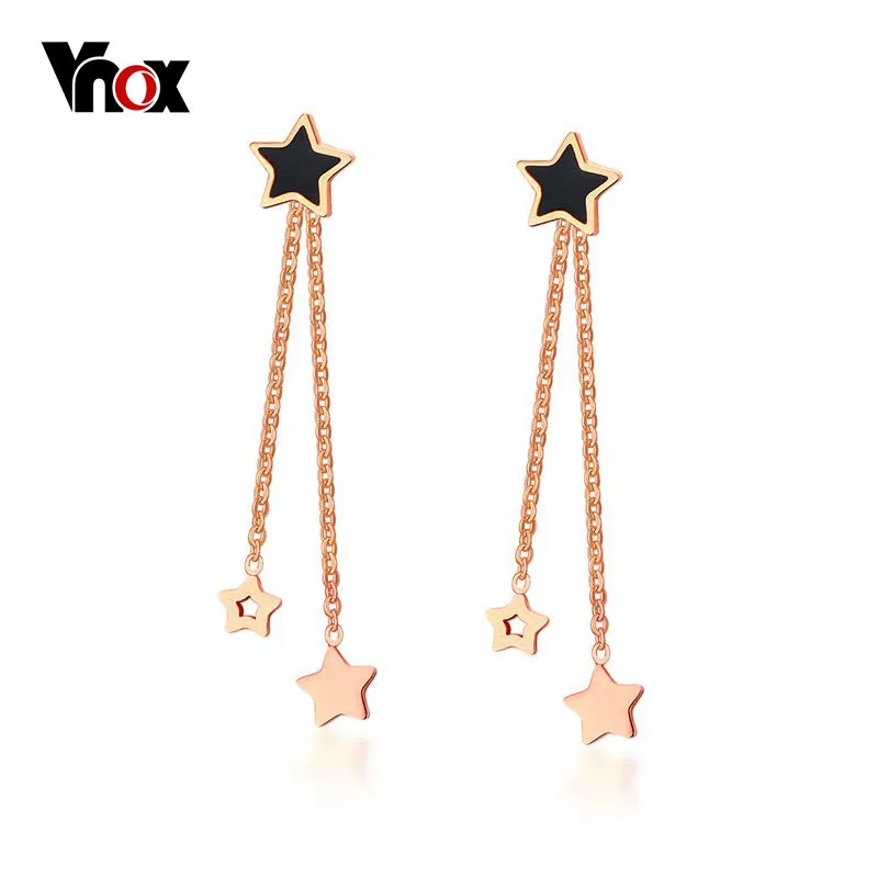 

Vnox Cute Star Stud Earrings Rose Gold color Stainless Steel Long Earrings Not Allergic