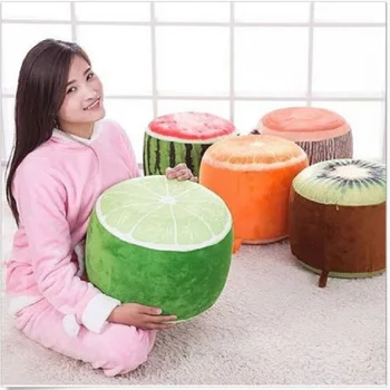 

Cartoon Inflatable Stool Kids Plush Toys 3D Fruit Pillow Cushion for Home Decor