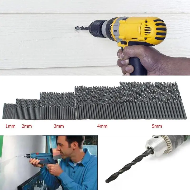 

100pcs 1mm-5mm Nitrided HSS Twist Drill Bit Set for Woodworking Hole Opener HSS Drill Bits Kit Drilling Accessories Hand Tools