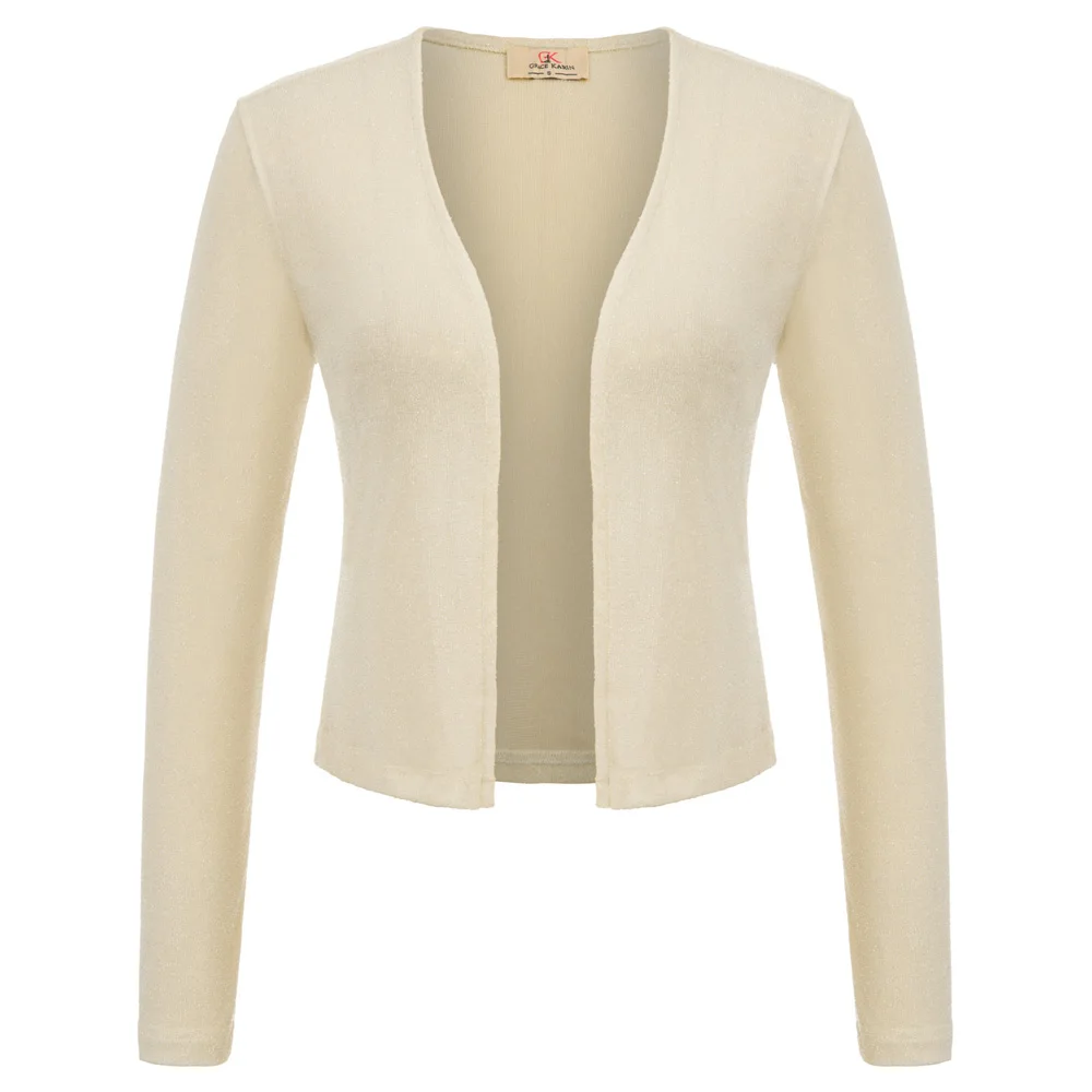 

Spring Fall clothes Women Long Sleeve Open Front coats solid color slim classy Stretch Shrug Bolero Cropped jacket Coats