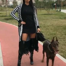 Женские белые черные клетчатые с длинным рукавом Топы с перьями высокого качества элегантные вечерние куртки знаменитостей