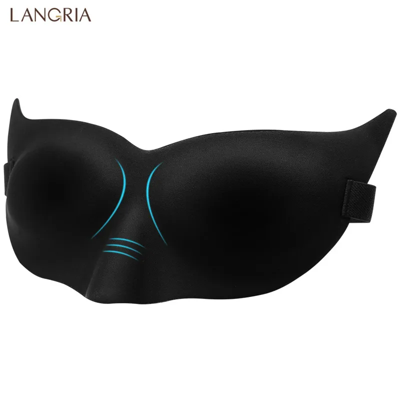LANGRIA Венецианская маска для глаз для сна 3D Контурная форма кошачий глаз без Давления из пены памяти регулируемые ремни повязка на глаза