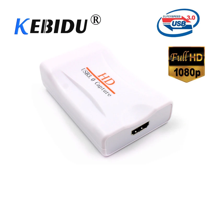 

Kebidu New USB 3.0 HD Game Capture Live Streaming Record Logger Storage 1920X1080 60Hz with Cable for XBOX One 360 TV for PS3
