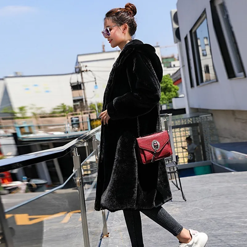 Loose Thick Faux Fur Coat Woman Imitation Rex Rabbit Fur Coats Plush Jacket Flocking Cardigan 2018 Long Warm Outerwear Okd607