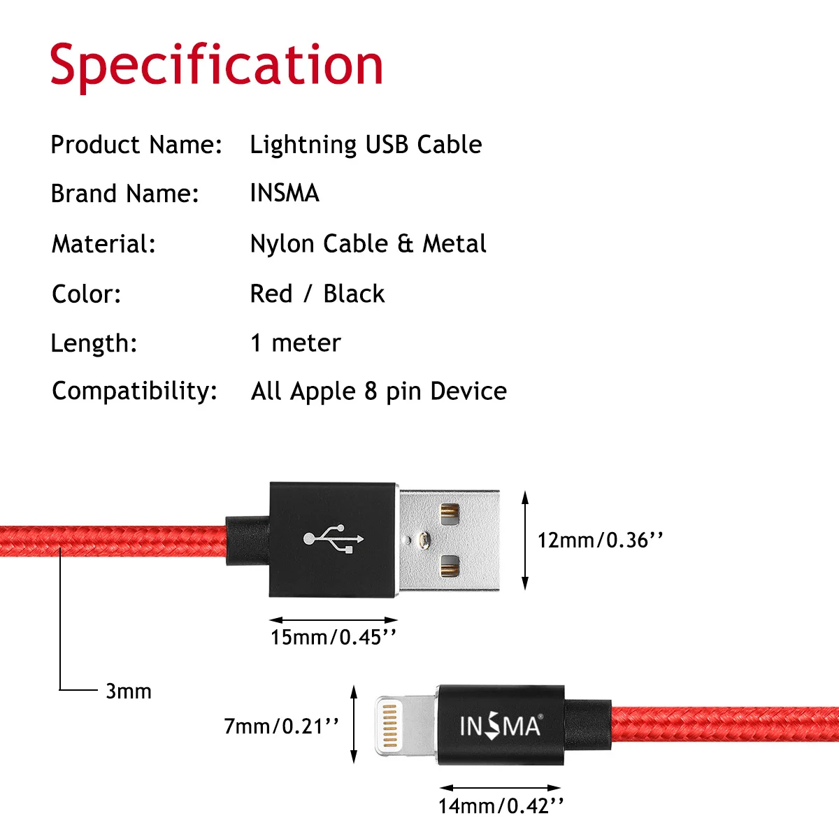 INSMA MFI معتمد كابل البرق سريع شحن التوافق ل أبل فون XS ماكس XR X 8 زائد 7 7 زائد 6 6 زائد 5 5 s 5c SE