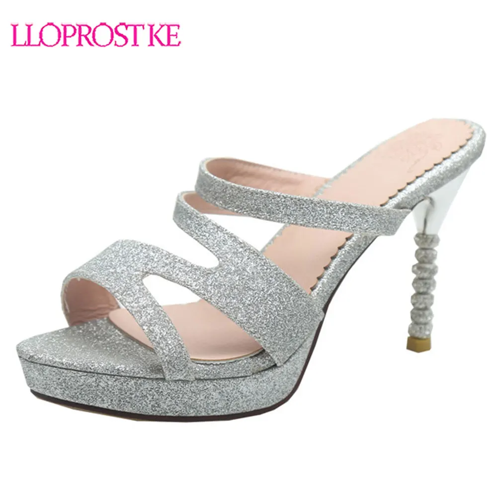 

Lloprost ke New Summer 2019 Size 33-43 Women Simple Sequins Cloth Sandals Thin High Heels Wedding Dating Party Shoes Women H335