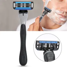 5 лезвенные кассеты головки лопастей+ Нескользящая пластиковая ручка Мужская Ручная бритва триммер для бороды для дома путешествия