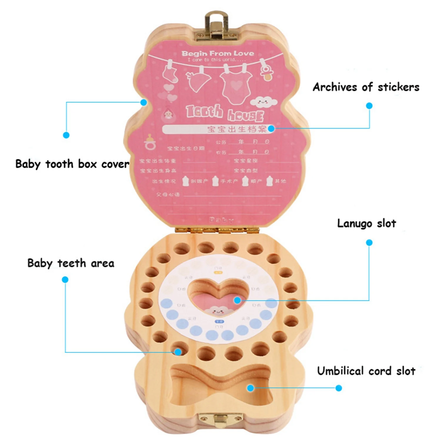 Детская коробка-органайзер для детей с молочными зубами деревянная коробка для хранения зубов для мальчиков и девочек