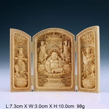 

Exquisite Handwork Carved Boxwood Buddha Statue Maitreya Bodhisattva Buddha Statue Box