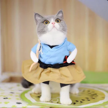 

New Funny Cat Dog Costume Uniform Suit Cat Clothes Costume Puppy Clothes Dressing Up Suit Party Clothing For Cat Cosplay Clothes