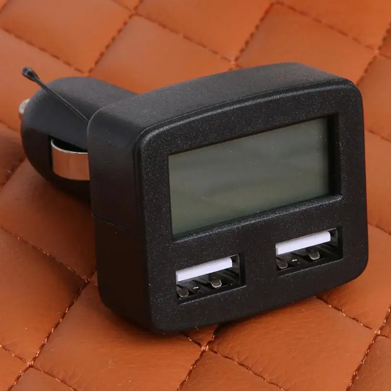Автомобильное зарядное устройство с двойным USB ЖК дисплеем Цифровое для быстрой