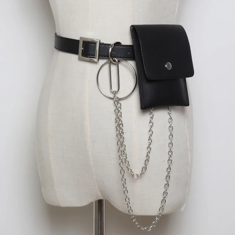 

LANMREM Personality Punk PU Woman Belt The Bag On The Belt 2019 New Novelty Chain Unique Harajuku Cummerbunds BC827