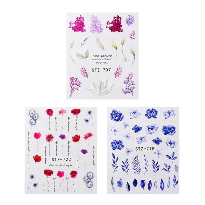 

24pcs Watercolor Floral Nail Art Decals DIY Manicure Water Transfer Sticker
