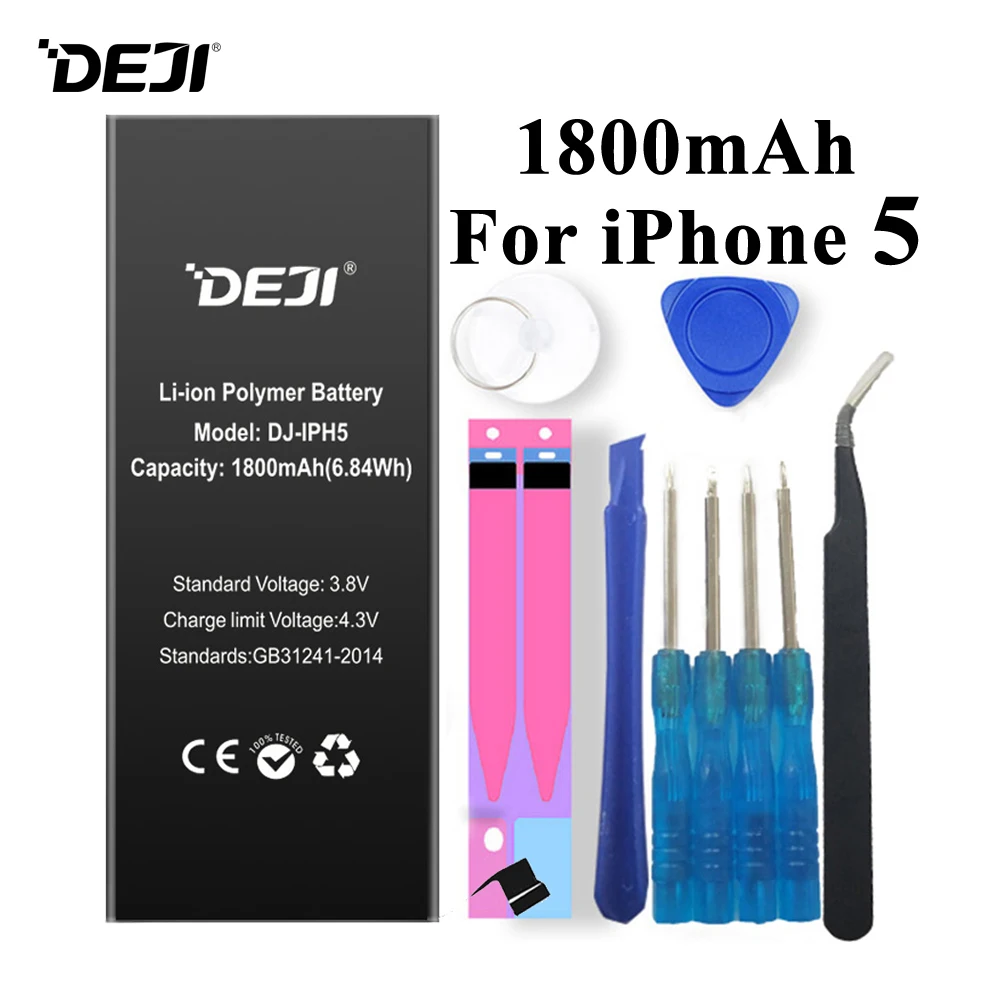 Deji аккумулятор для iPhone 5 5S SE iPhone5s 5G 1440-1800mAh Сменные литий-полимерные аккумуляторы+ инструменты для Apple iPhone SE 5S 5 батарея