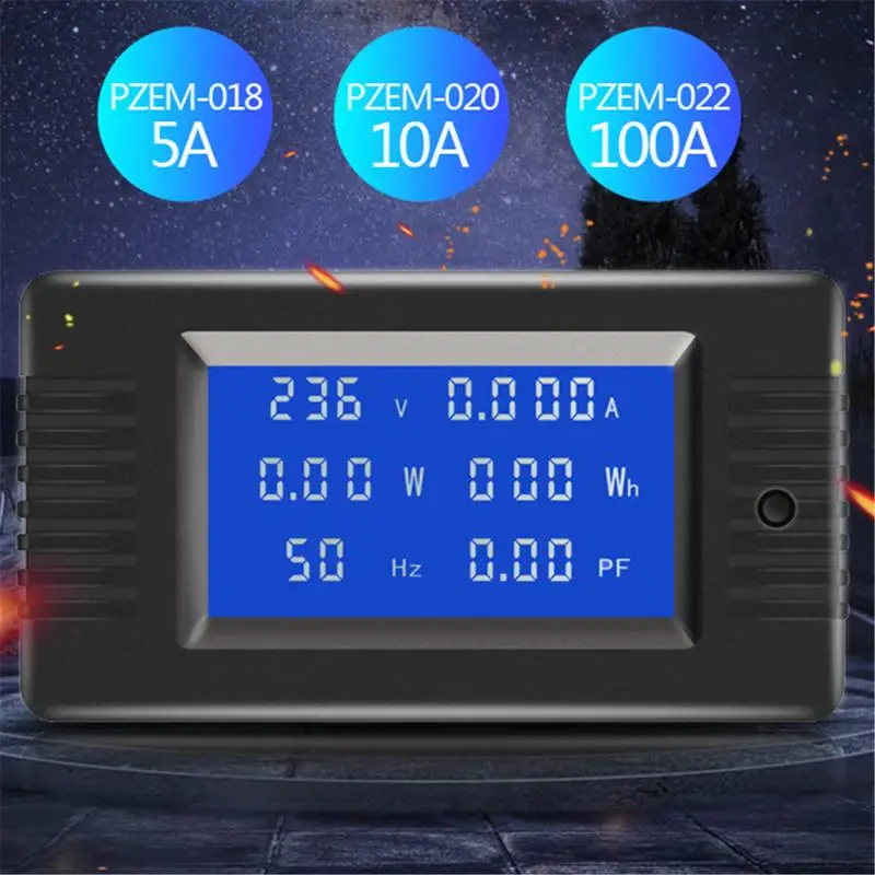 PZEM02 AC 80в 240в 100A 4 в 1 ЖК дисплей цифровой вольтметр Амперметр мощности энергии
