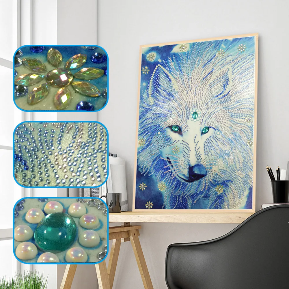 

Handmade Needlework Home Decor Diamond Painting Wolf Pattern Arts Craft DIY 3D Animal Pattern Cross Stitch