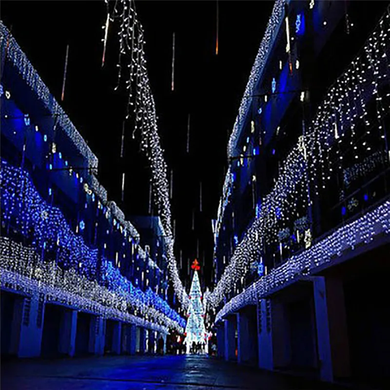 

CLAIT 30cm 10 Tubes LED Meteor String Light Falling Star Drop Party Decaration Lights for Outdoor Garden Trees EU/US Plug