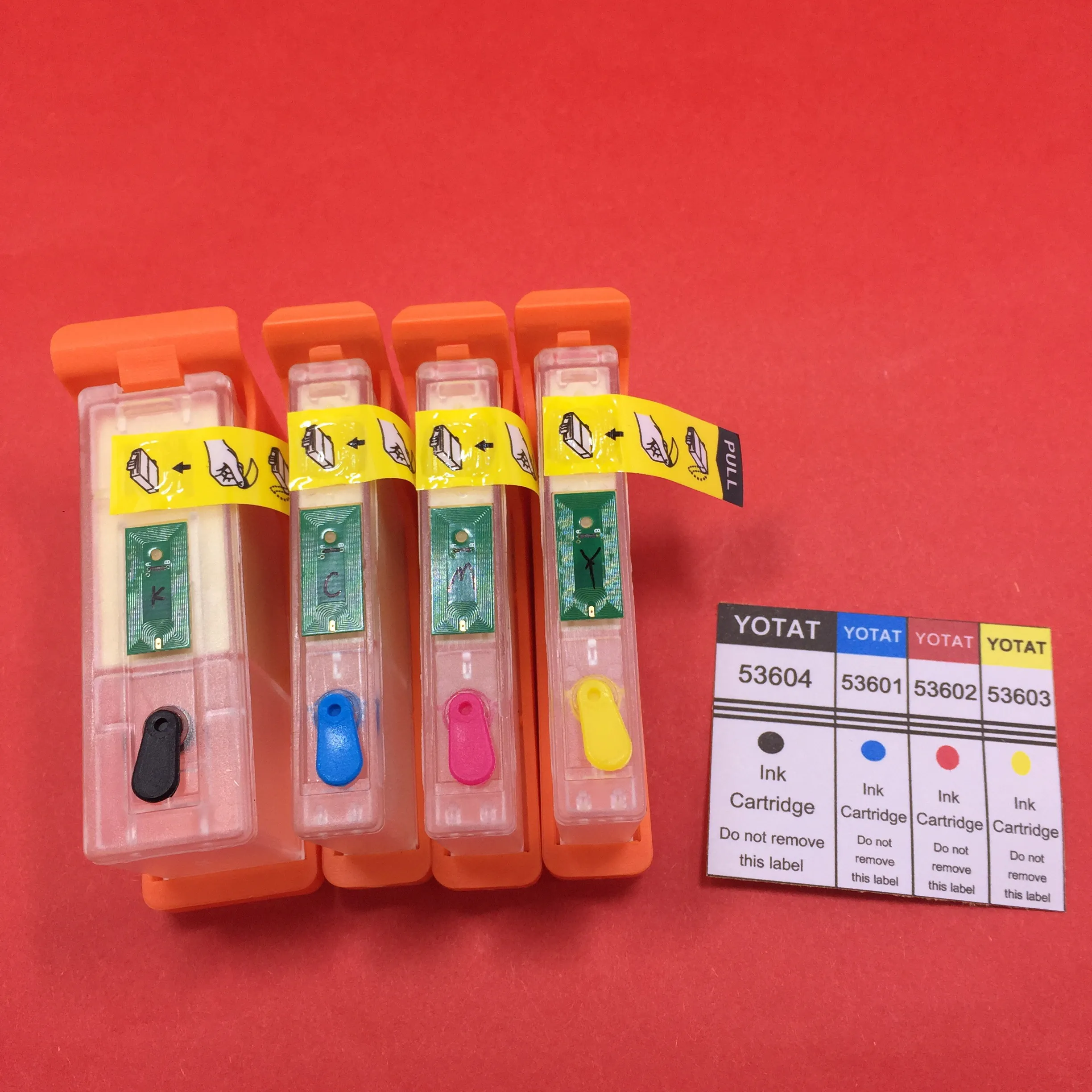 

YOTAT 1set Empty 53604 53601 53602 53603 Refillable Ink Cartridge 53604 53601 53602 53603 for Primera Bravo 4100 printer