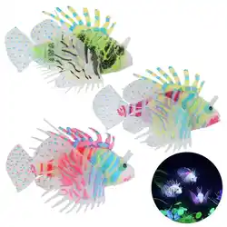 Аквариум оформление аквариума, силиконовые Lionfish поддельная рыба плавающие украшения орнамент свечение-упаковка из 3