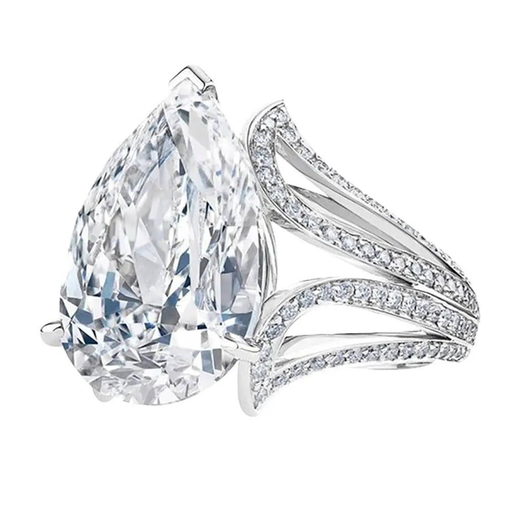 

Hot Women Fashion Rhinestone Waterdrop Ring Party Club Flower Shape Jewelry