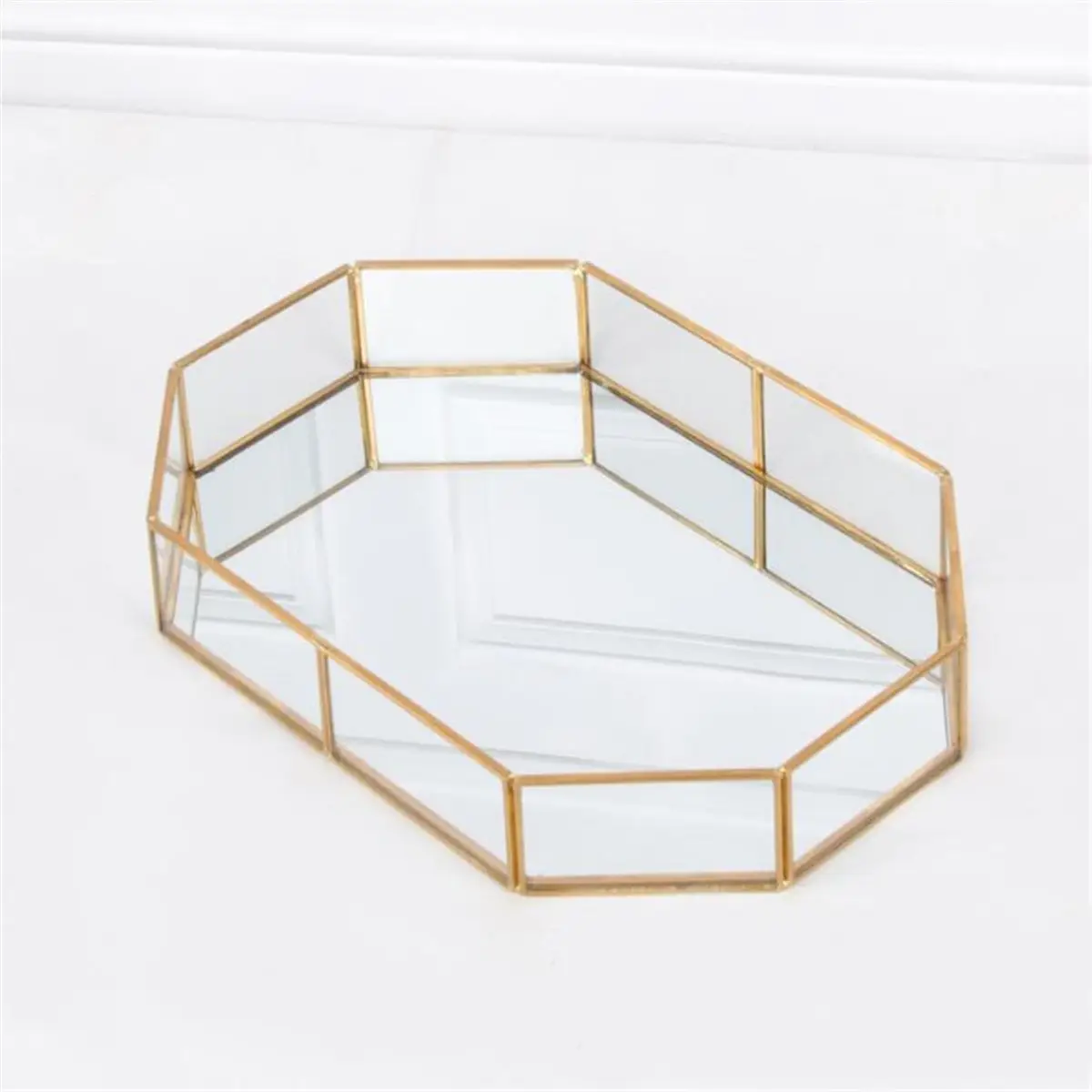  Copper Glass Cosmetics Storage Tray Makeup Organizer Jewelry Storage Box Case Display Tray Decorati