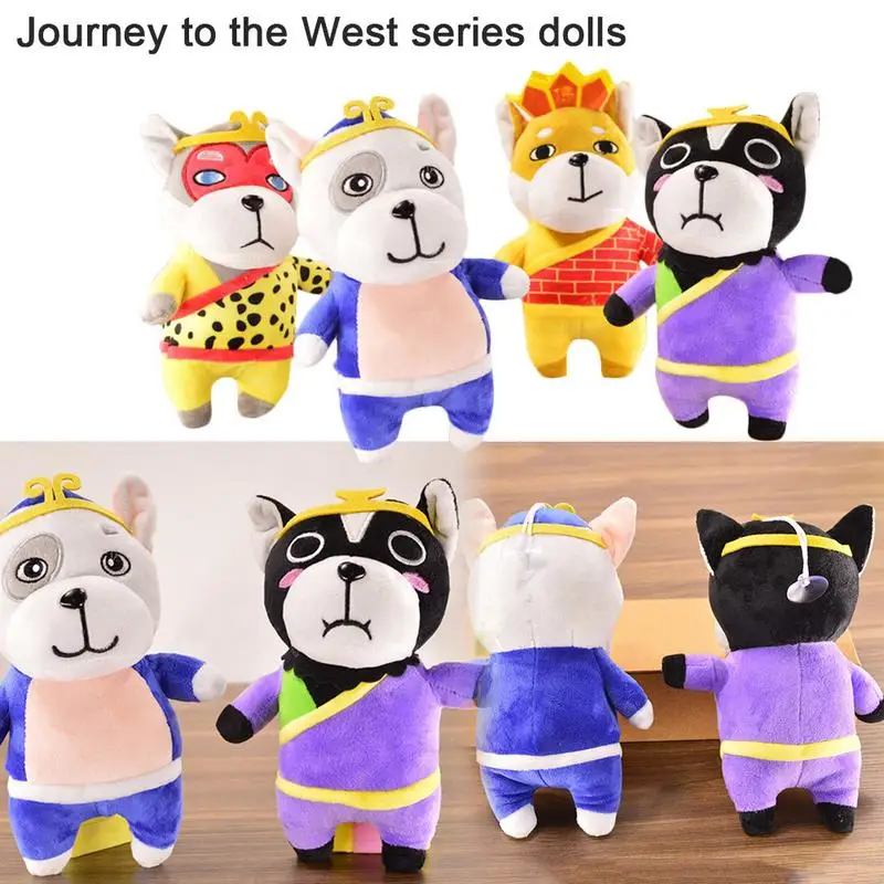 

4PCS Journey To The West Cartoon Doll Plush Toy Tang's Monk Master And Apprentice The Monkey King Toy For Children Tang Yi
