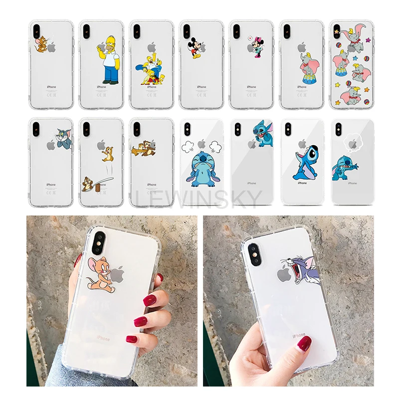 

Transparent Mickey Minnie Mouse Phone Case For iPhone X XR XS MAX 6 6s 7 8 plus Case Soft Silicone Cute Cartoon Back Cover Case