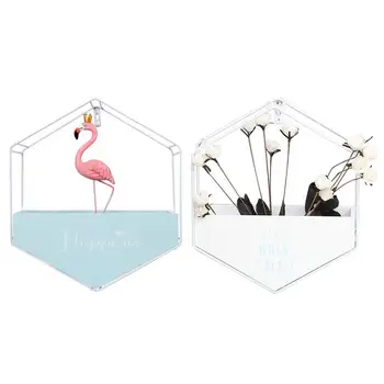 

Creative Wrought Iron Geometric Hexagon Wall Hanging Decorative Flower Basket Living Room Bedroom Flower Pot Storage Shelf