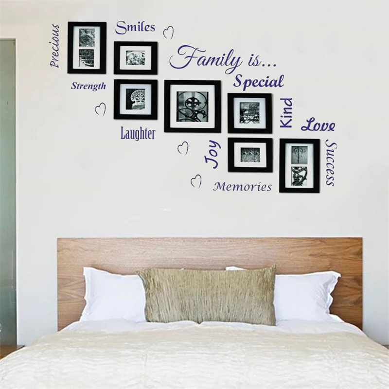Новая 3D семейная Фоторамка Коллаж Декор ПВХ стикер на стену s Искусство домашний декор черный/фиолетовый буквы персонажи-стикеры на стену