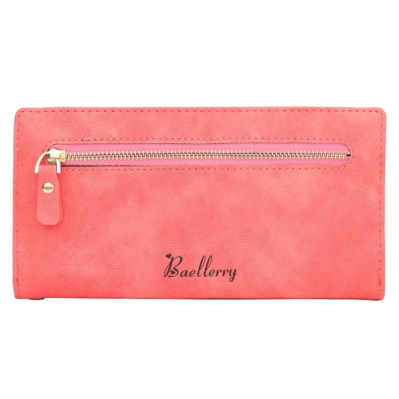 

Women's Matte Leather Wallet Women's Long Folding Large Capacity Multi-Card Thin Zipper Wallet