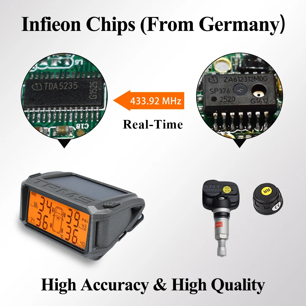 Deelife TPMS Tire Pressure Sensor Monitoring System Solar Car Monitor TMPS Control Systems Alarm Tyre Pressure Internal Sensors