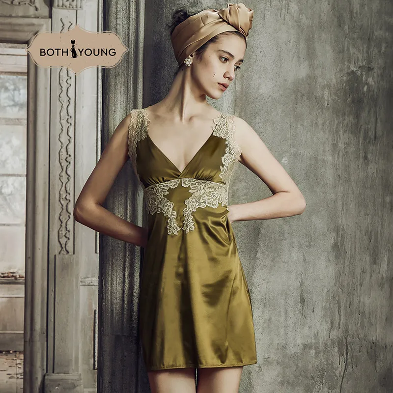 

BOTHYOUNG Sexy Thin Section Nightdress Women Retro Lace Ladies Wear Home Clothes
