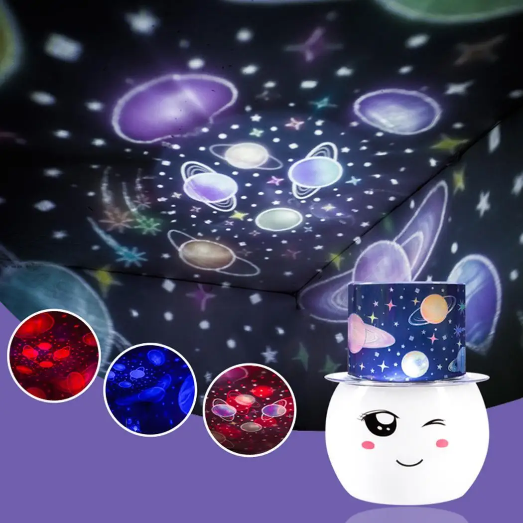 

360 Rotation Colorful Romantic LED Projection 2W Night USB power supply light about 4 hours 1200mAH Light