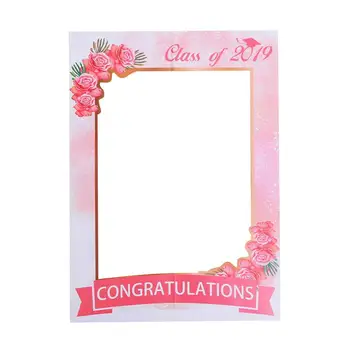 

1 Pc Paper Photo Frame Pink Flowers Decorative Creative Photo Frame Picture Frame Party Prop for Graduation Party Graduation