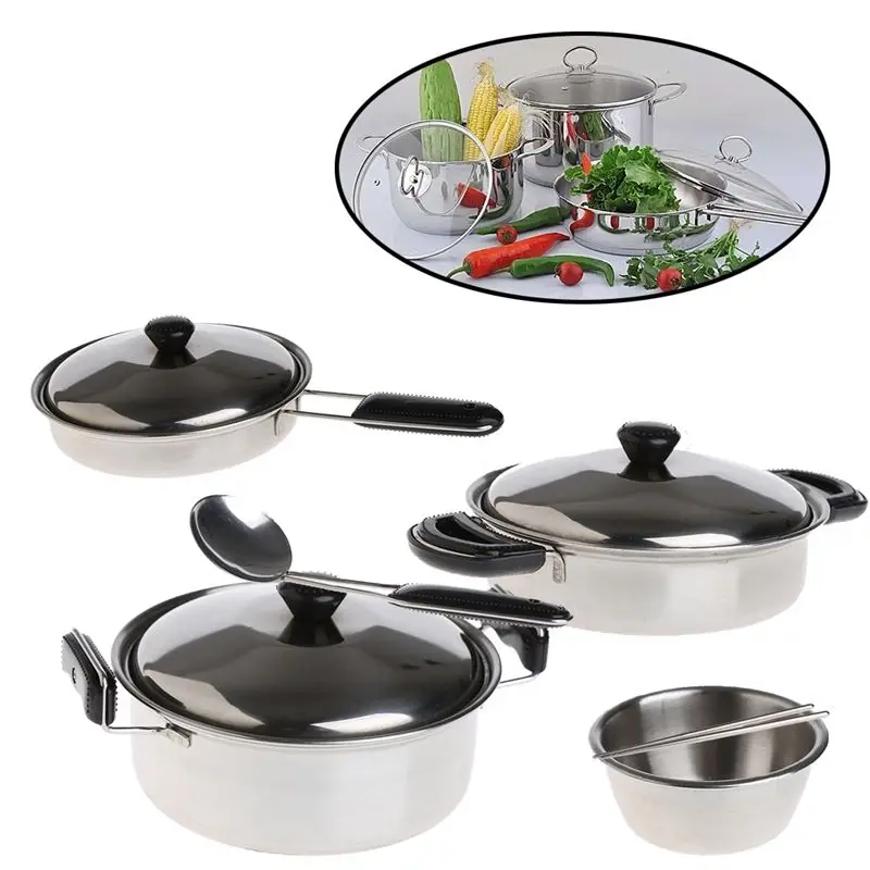 20xStainless Steel Pots Pans Cookware Miniature Toy Pretend Play Kid Gift Silver | Игрушки и хобби