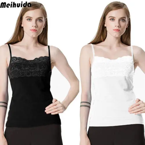 

2019 Stylish Casual Women Sleeveless Floral Lace Trim Cami Tank Top Cotton Vest