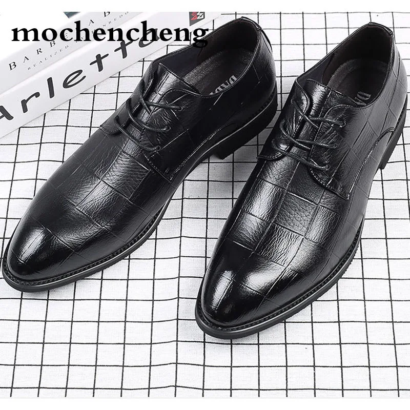 

2018 Genuine Leather Men Dress Shoes Italian Luxury Brand Shoes Male Lace Up Pointed Toe Oxford Shoes Casual Wedding Formal