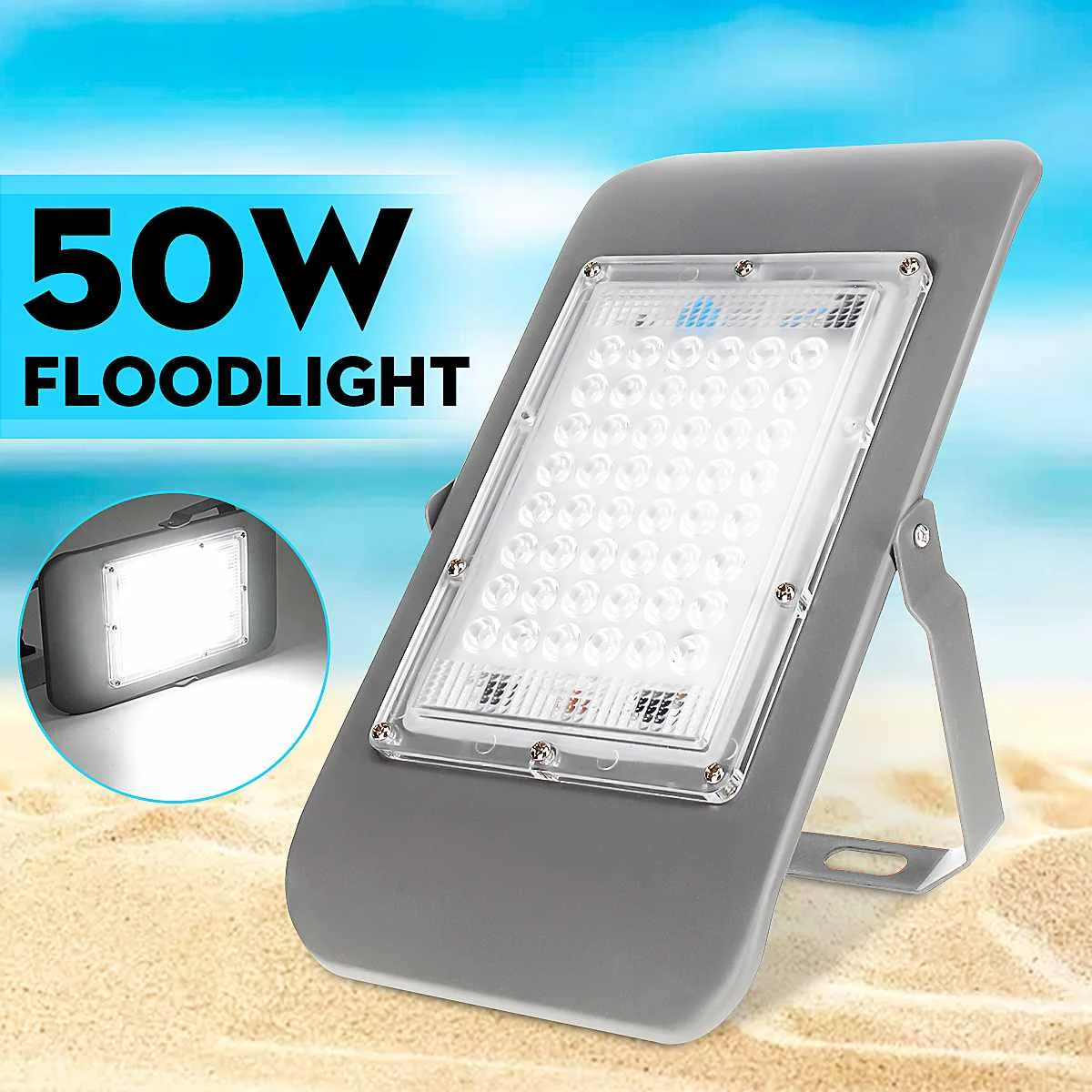 

NEW 220V 50W White LED Security Flood Light Waterproof Garden Outdoor Street Long Light for Home Square Pathway Spotlight