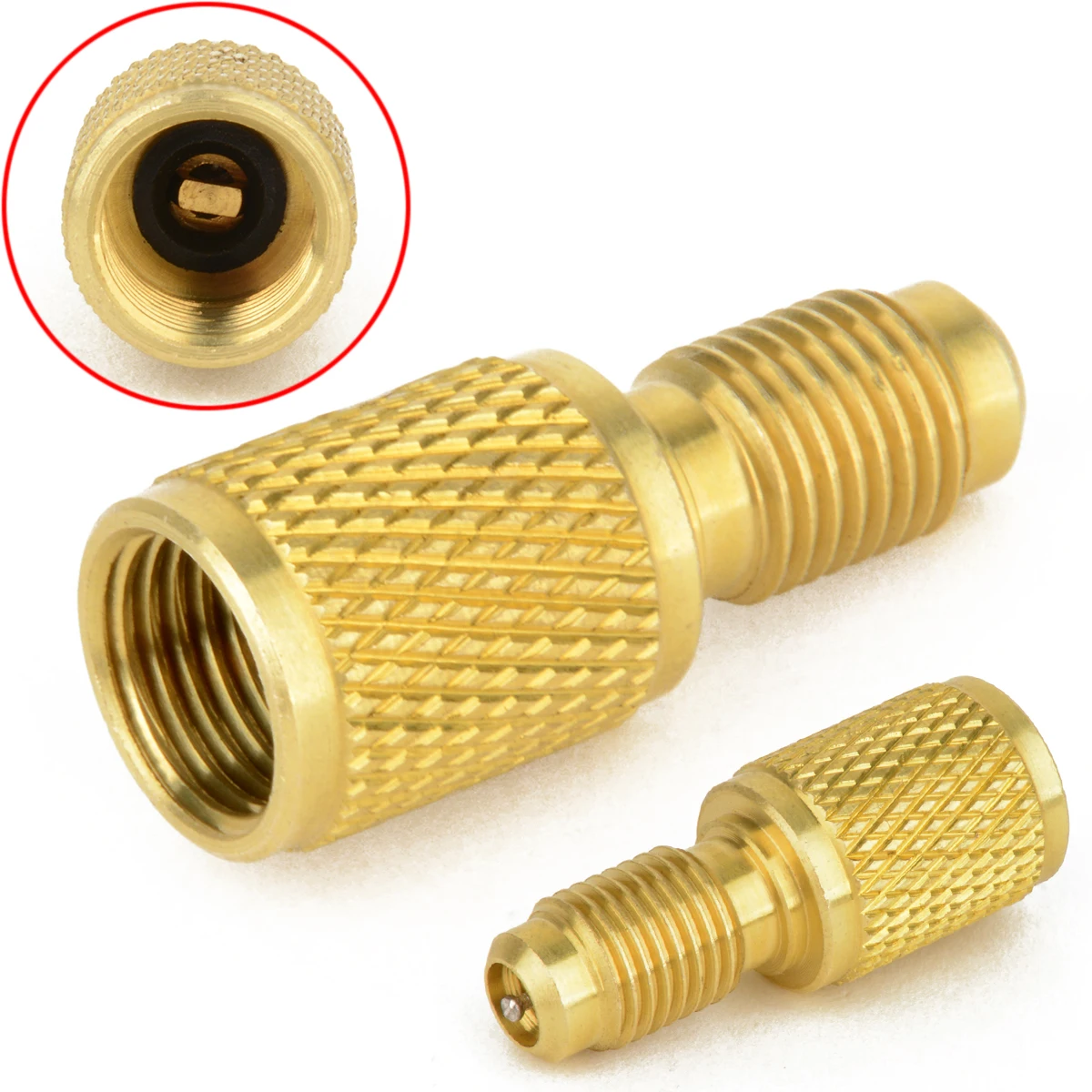 1pc Brass Adapter Fitting1/4" Male To 1/2" Female W / Valve Core