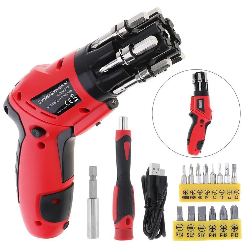 X-Power 3.6V Electric Screwdriver USB Rechargeable Lithium Battery Led Light Household Mini Drill | Инструменты