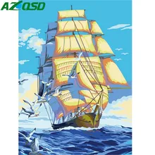 Картина azqsd по номерам краски парусник DIY Холст Картина Ручная Краска ed Масляная Живопись Море украшение дома