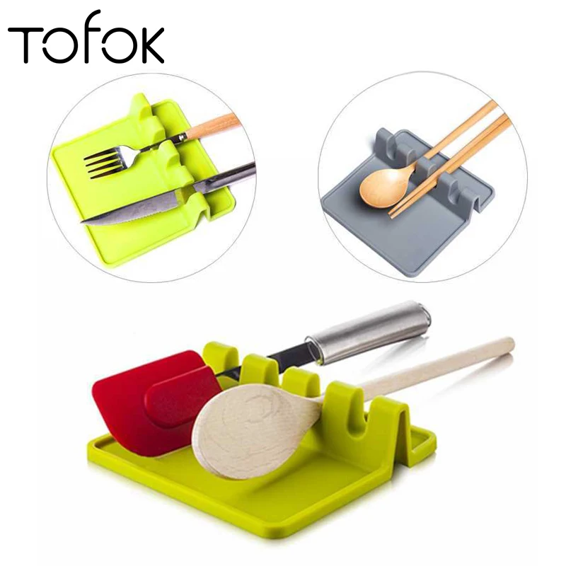 

Tofok Spatula Holder Storage Shelf Spoon Rest Tableware Holder Draining Rack Mat Organizer Heat Resistant Kitchen Cooking Tools