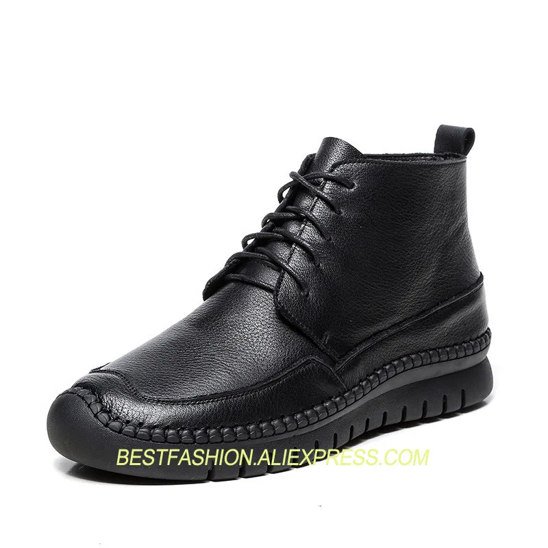Y Plano Black Mujer Encaje Para Otoño Botas Wintergenu Las Zapatos Casual Cuero Mujeres De Plataforma Tobillo 40wZCxqt