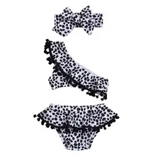 Леопардовый бикини для девочек, 3 предмета, купальник с кистями, детская пляжная одежда, купальный костюм для девочек, одежда для новорожденных девочек