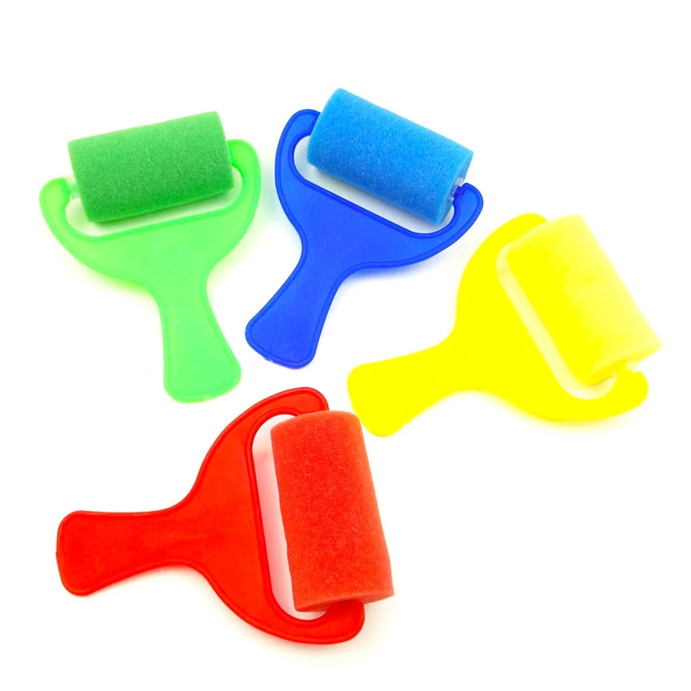 4pcs Paint Rollers Brushes Brayers DIY Sponge Drawing Painting Rolls