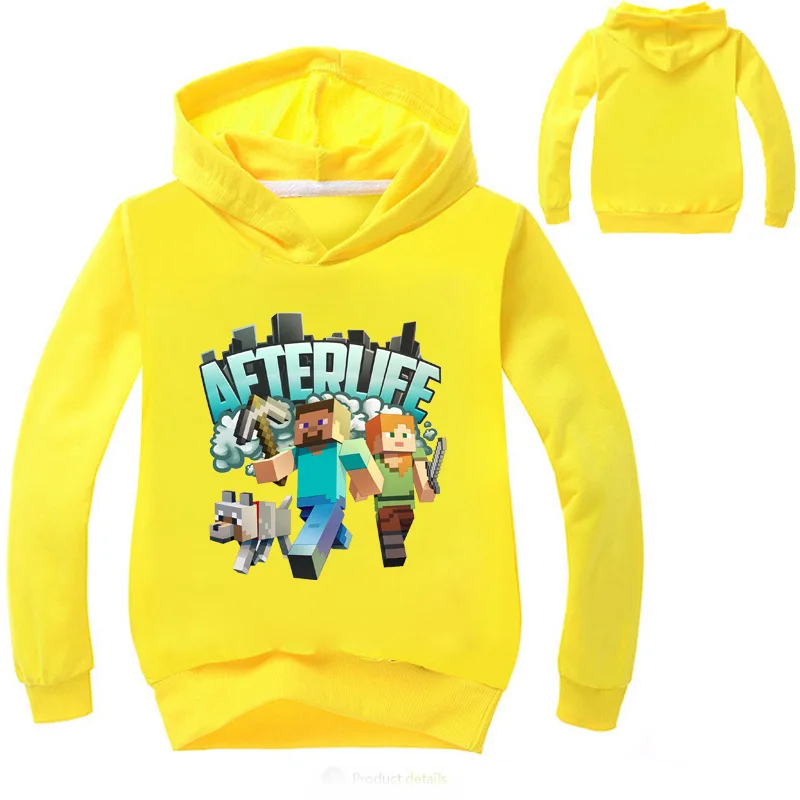 

2019 Boys Sweatshirts Minecraft Cartoon Girls Hoodies Tops Kids Hooded Children's Clothes T Shirts Brand Minecraft Clothing Tees